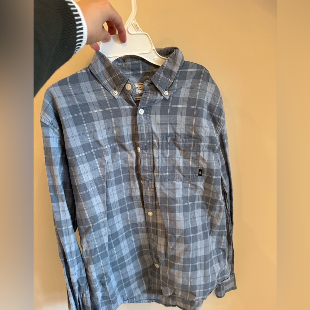 Blue Plaid Button-Up Shirt